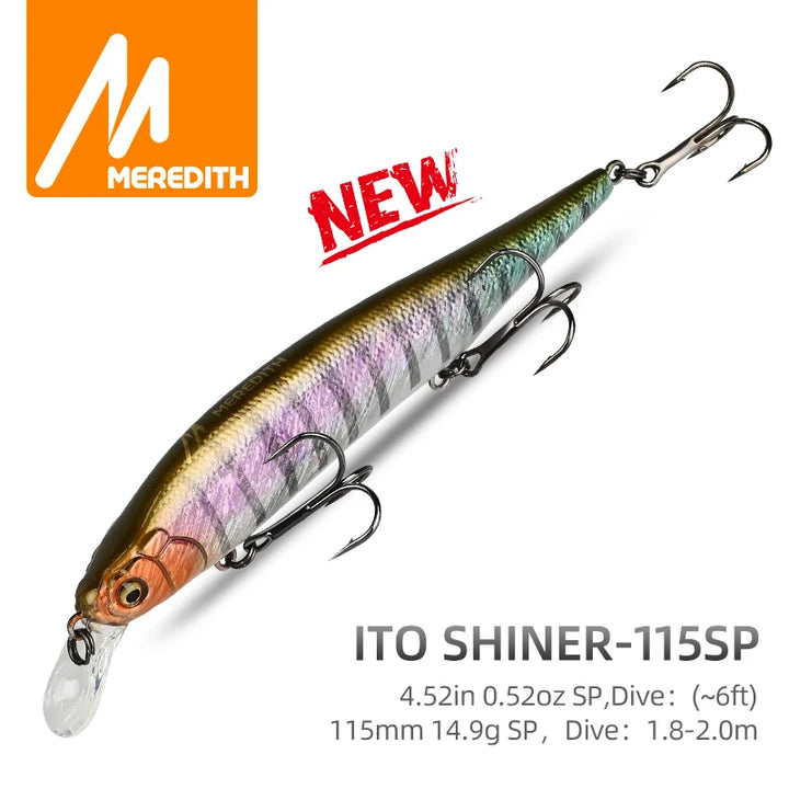 MEREDITH ITO SHINER-115SP Innovation Weight System Top Fishing Lures Minnow Wobbler Quality Fishing Tackle Hooks For Fishing