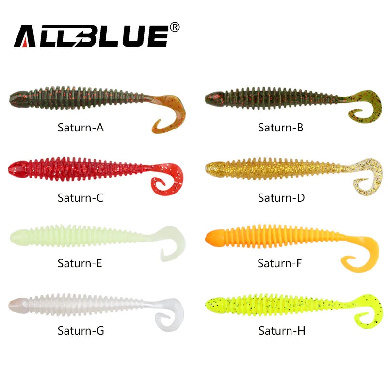 ALLBLUE Saturn 105mm 9g Soft Lure Single Tail Worm Grub 6pcs/lot Silicone Artificial Plastics Bait Bass Swimbait  Pike Tackle