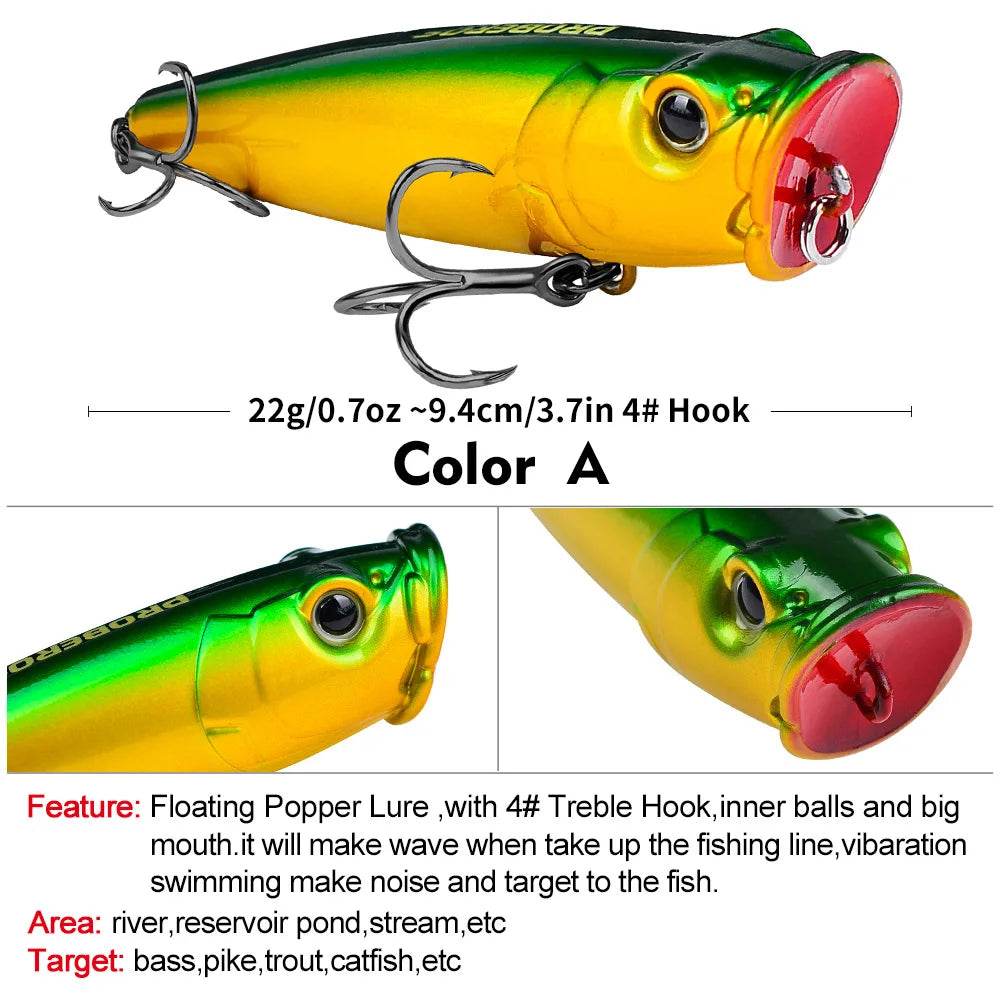 PROBEROS 9.4cm Big Popper – Topwater Swimbait Lure - Fish & Cheaps | Fishing & Outdoor Gear