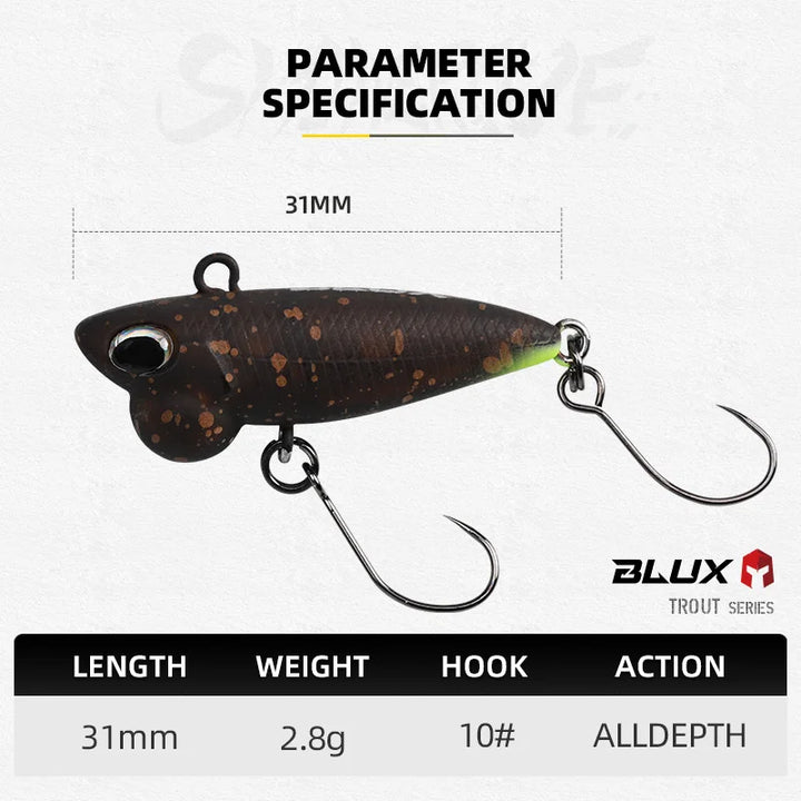 BLUX Shineride Nano 31mm 2.8g Lipless Sinking Plug Fishing Lure Crankbait Stream Area Trout Darts Plastic Artificial Bait Tackle
