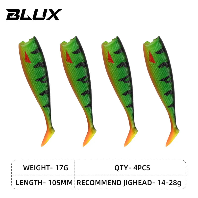 BLUX BLOD SHAD 80mm 105mm Soft Fishing Lure Jighead Black Tail Minnow Artificial Silicone Bait Saltwater Sea Bass Swimbait Gear