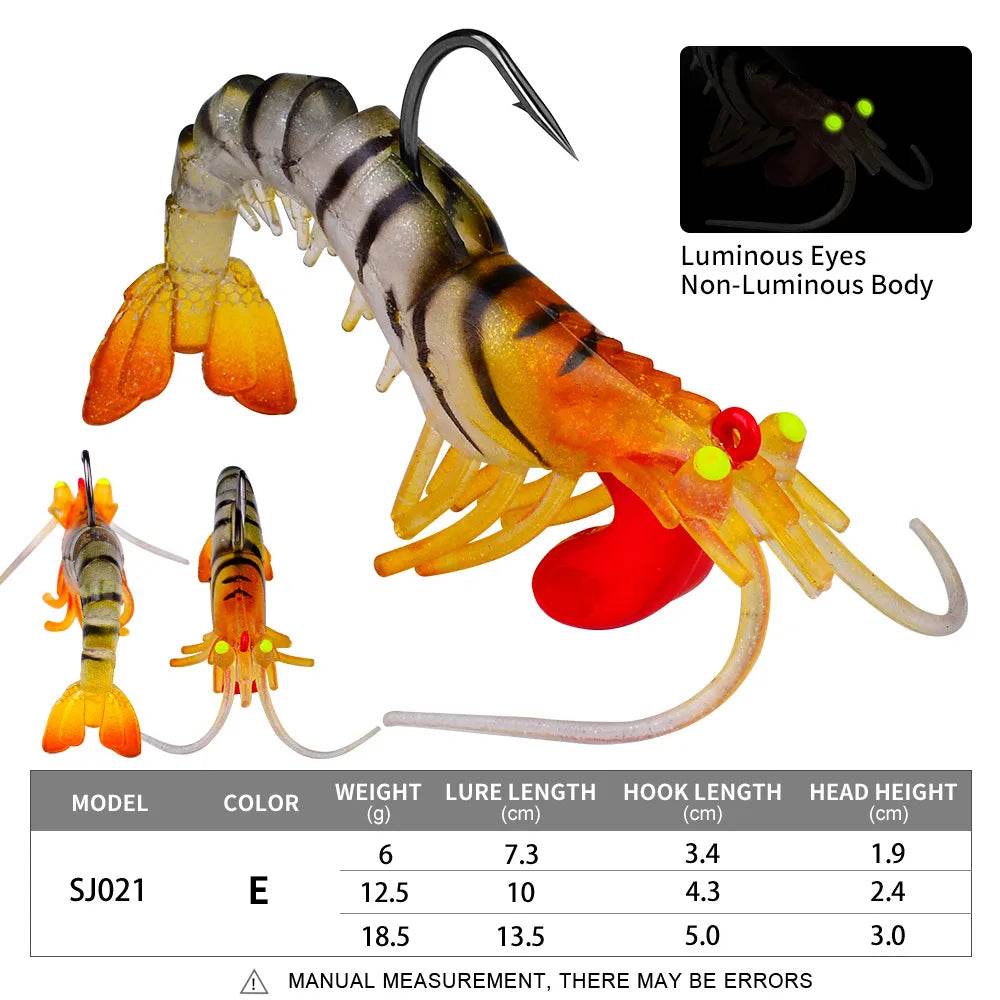 PROBEROS Luminous Shrimp Soft Prawn Bait - Fish & Cheaps | Fishing & Outdoor Gear