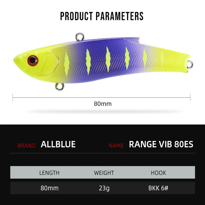 ALLBLUE RANGE VIB 80ES Sinking VIB Fishing Lure Rattlin 80mm 23g Hard Artificial Vibration Bait Winter Ice Pike Fishing Tackle