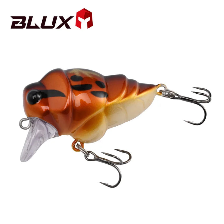 BLUX Cicada Fishing Lure 39mm 6.3g Insect Floating Crankbait BFS Shallow Rolling Crank Freshwater Bass Perch Trout Bait Tackle