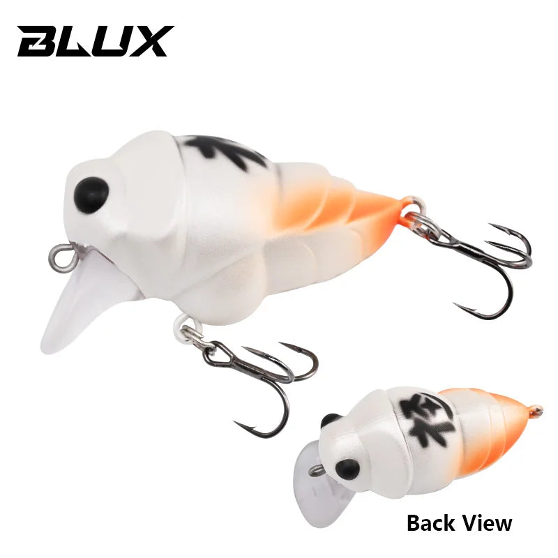 BLUX Cicada Fishing Lure 39mm 6.3g Insect Floating Crankbait BFS Shallow Rolling Crank Freshwater Bass Perch Trout Bait Tackle