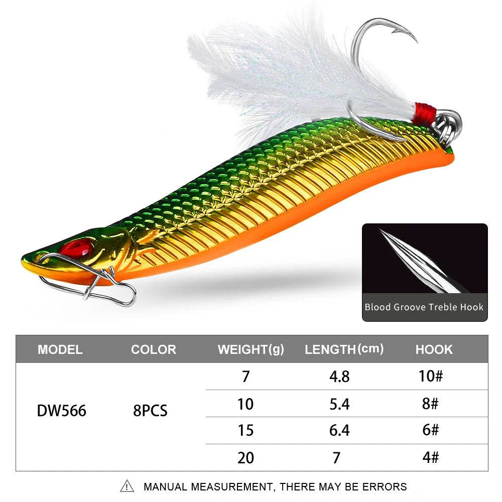 PROBEROS Spinner Spoon Metal Lure – Leech Feather Treble Hook - Fish & Cheaps | Fishing & Outdoor Gear