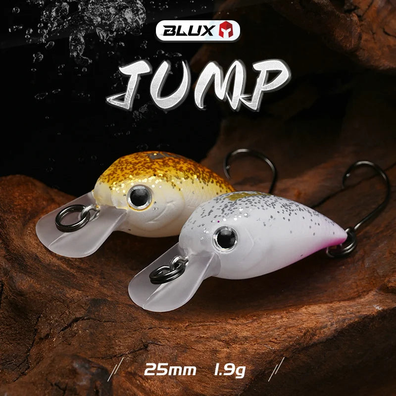 BLUX JUMP 1.9g 25mm Mini Crankbait Wobbler Trout Fishing Lure Freshwater Minnow Crank Artificial Hard Bait Fishing Tackle