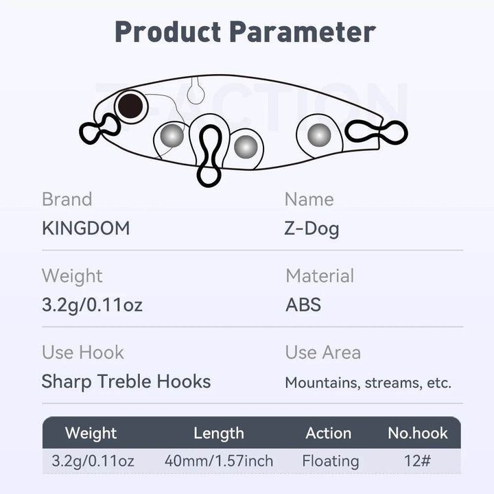 Kingdom Z-Dog 40mm Floating Pencil Lure - Fish & Cheaps | Fishing & Outdoor Gear