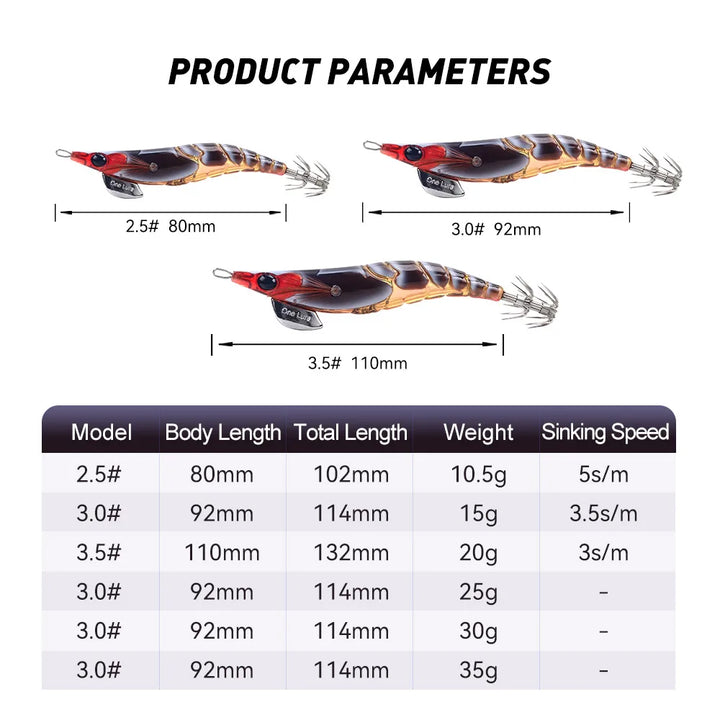 Kingdom Egi Squid Bait Artificial Jigging Lures Slow Sinking Squid Hooks Sea Fishing Octopus Cuttlefish Luminous Tackle Lure