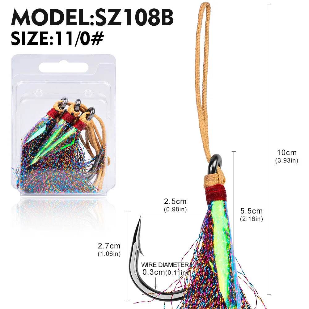 PROBEROS Saltwater Feathered Hooks 5-Pack - Fish & Cheaps | Fishing & Outdoor Gear