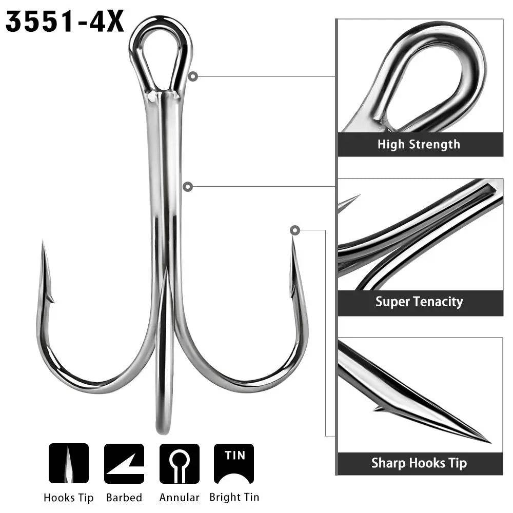 PROBEROS 10pcs Big Sharp Treble Hooks - Fish & Cheaps | Fishing & Outdoor Gear