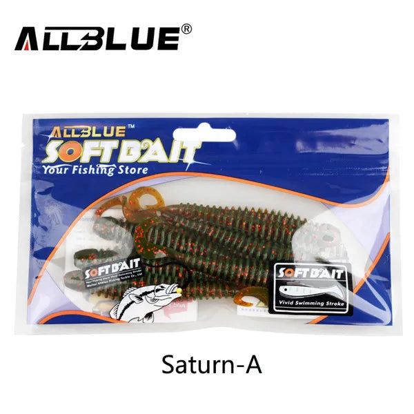 ALLBLUE Saturn 105mm 9g Soft Lure Single Tail Worm Grub 6pcs/lot Silicone Artificial Plastics Bait Bass Swimbait  Pike Tackle