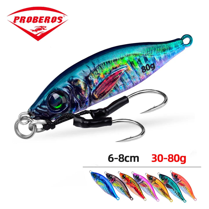 BIG Metal Jig Fishing Lure Weights 30g-80g Trolling Hard Bait Bass Fishing Bait Tackle Noctilucent Jigging Saltwater Lures