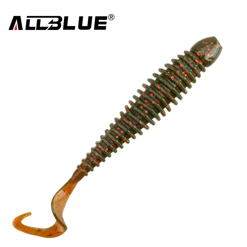 ALLBLUE Saturn 105mm 9g Soft Lure Single Tail Worm Grub 6pcs/lot Silicone Artificial Plastics Bait Bass Swimbait  Pike Tackle
