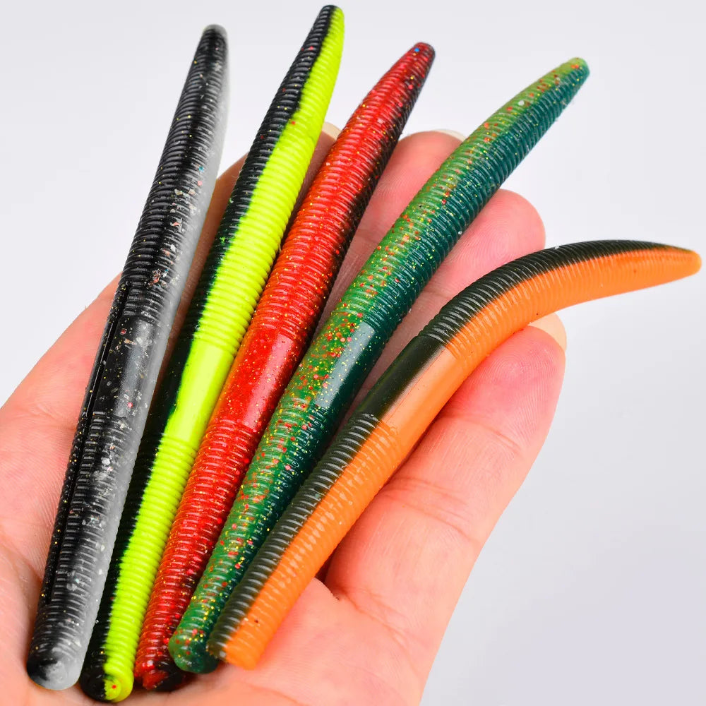 10Pcs 5.5g 8g Lifelike Fishy Smell Simulation Earthworm Artificial Fishing Lures Soft Plastic Worms Sinking Slow Fall Bait