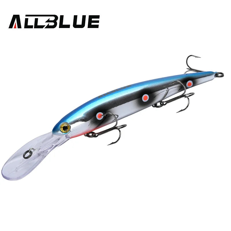 ALLBLUE DEEP WALLEYE Trolling Fishing Lure Wobbler 125MM 19G Floating Crankbait Minnow Bass Pike Bait Depth 3-8M Fishing Tackle