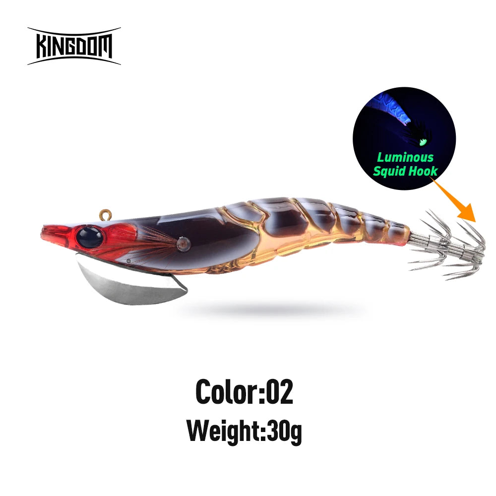 Kingdom Egi Squid Bait Artificial Jigging Lures Slow Sinking Squid Hooks Sea Fishing Octopus Cuttlefish Luminous Tackle Lure