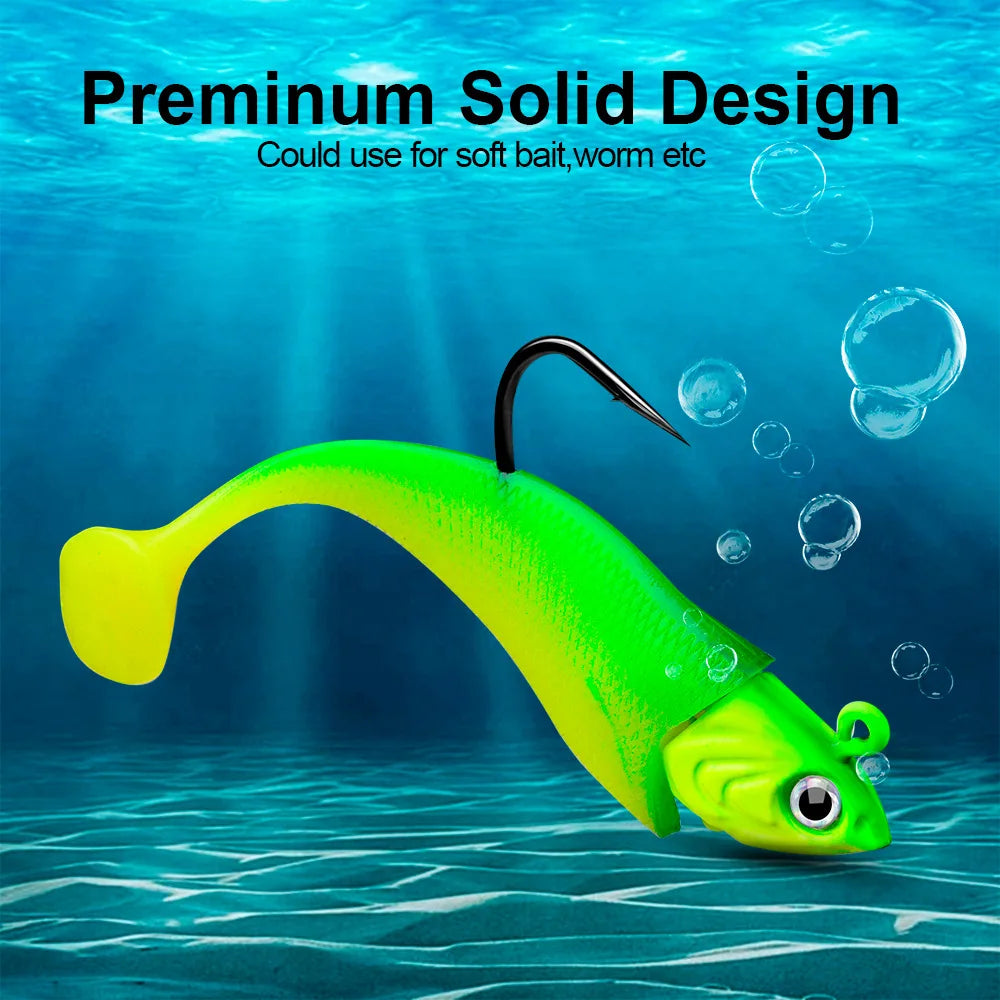 PRO BEROS 1Pcs 30g 35g 45g Head Jig Hooks for Soft Worm Fishing Tackle Sea Fishing Hook Lure Fish Head Shape Bait