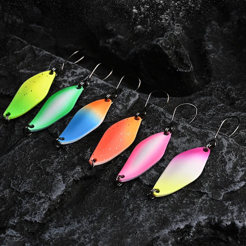 BLUX Fishing Lure 2.4g Mini Metal Spoon Area Trout Colorful Brass Copper Bait Freshwater Stream Tackle for Chub Perch Salmon