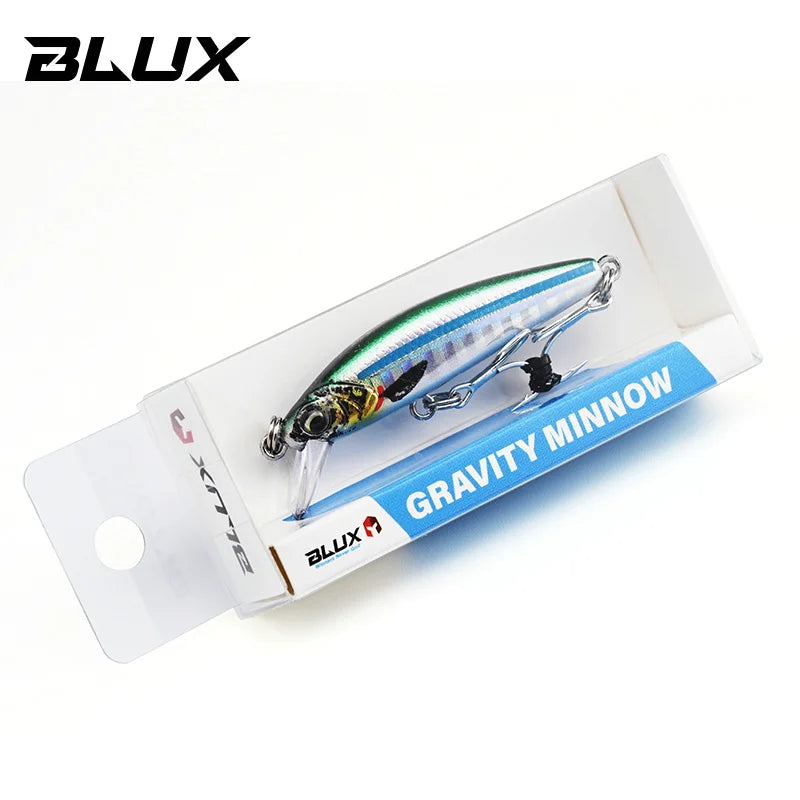BLUX Gravity Minnow 50mm 4.3g Long Cast Heavy Shinking Fishing Lure Wobbler Freshwater Saltwater Bass Pike Hard Plastic Bait