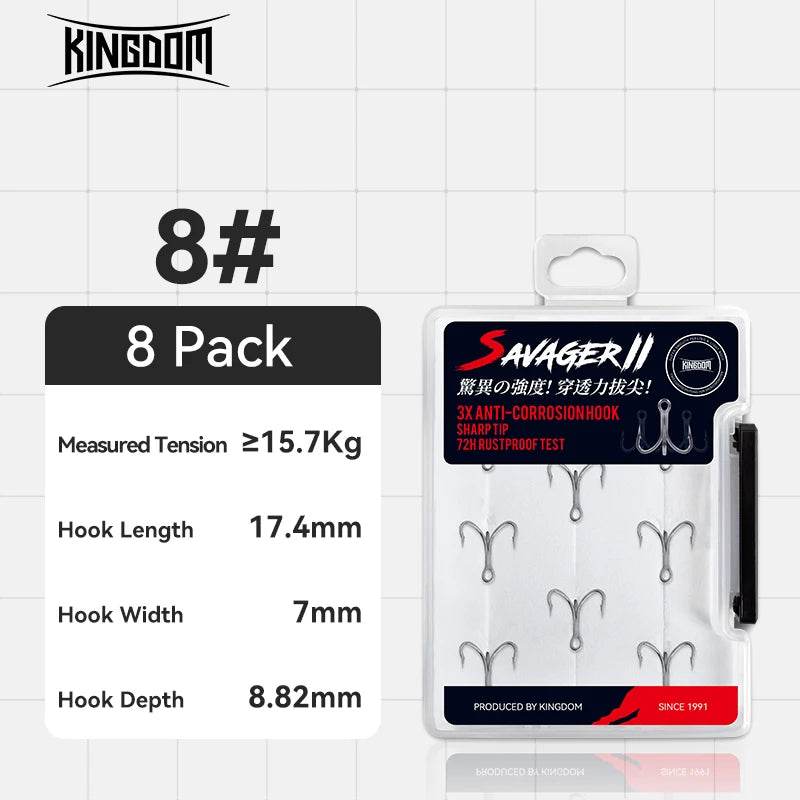 KINGDOM 3X Carbon Steel Treble Hooks - Fish & Cheaps | Fishing & Outdoor Gear