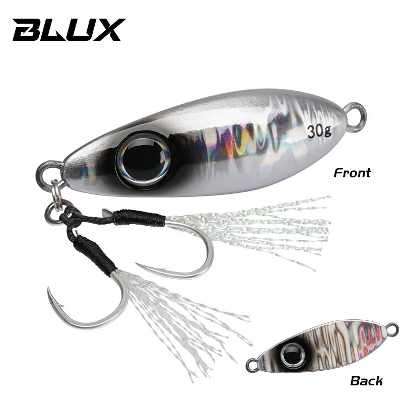 BLUX Flyspoon Metal Jig Spoon Fishing Lure 30G Artificial Bait Shore Hard Slow Jigging Longcast Sea Bass Tuna Saltwater Tackle