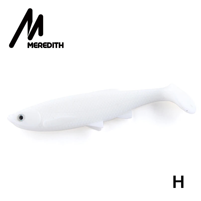 MEREDITH 4.73" Bleak Paddle Tail 14.5g 4pcs 120mm Fishing Soft Lures 3D Eyes T Tail Artificial Bait Plastic Pike Fishing Lures