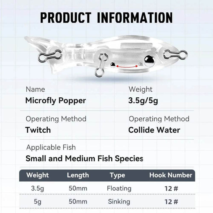 Kingdom Mini Popper Fishing Lure – 50mm Precision Bait - Fish & Cheaps | Fishing & Outdoor Gear