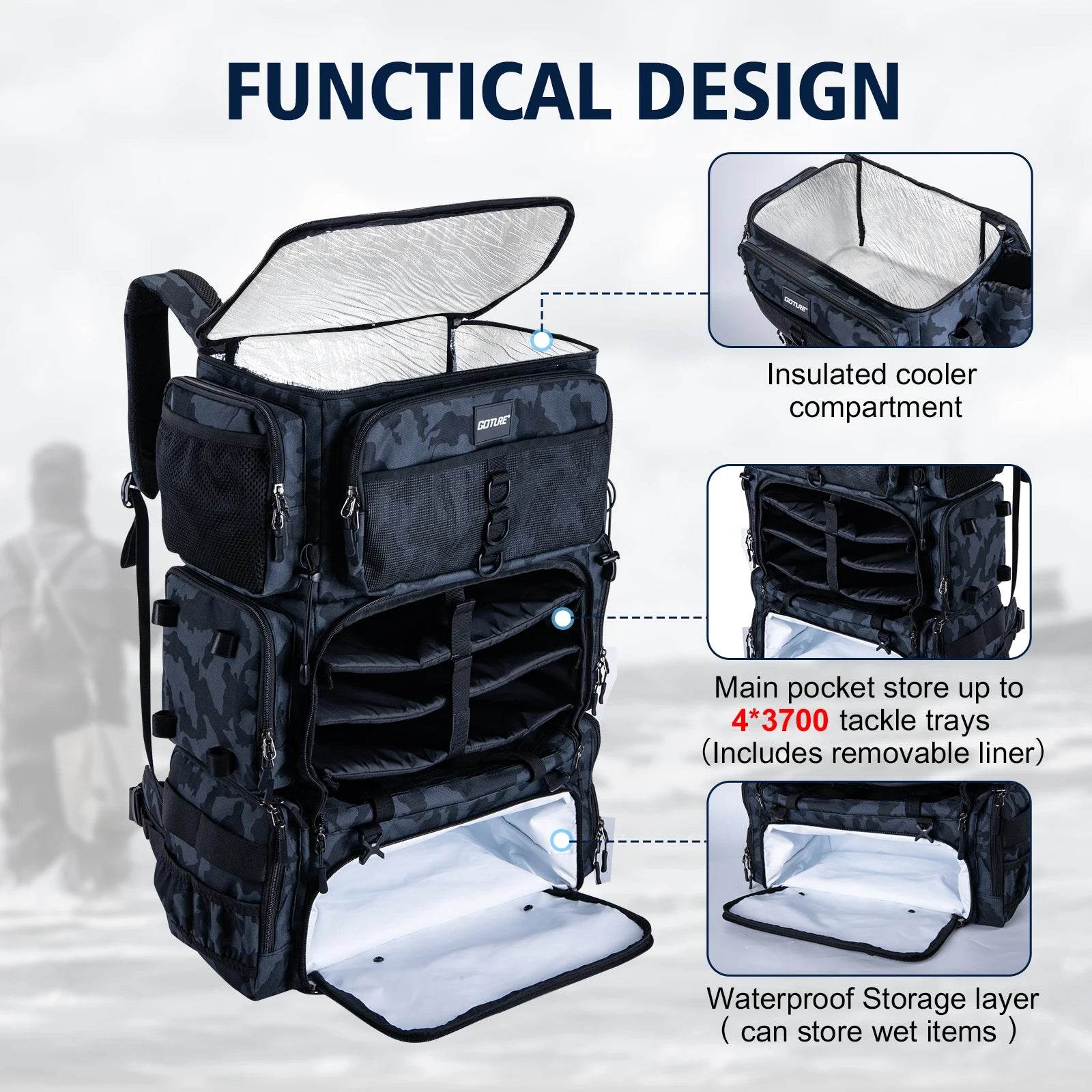 Goture 72L Large Capacity Fishing Tackle Bag - Fish & Cheaps | Fishing & Outdoor Gear