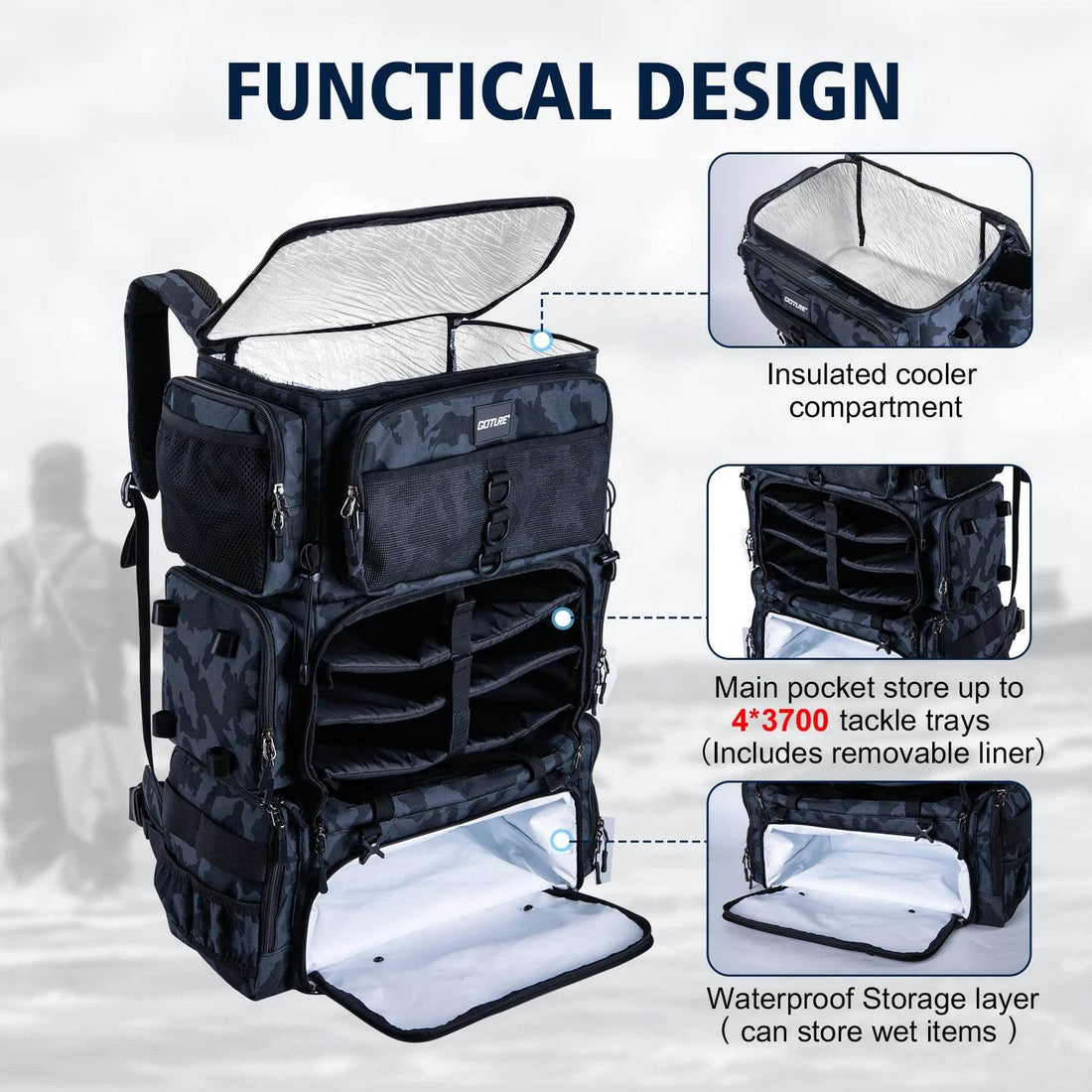 Goture 72L Large Capacity Fishing Tackle Bag - Fish & Cheaps | Fishing & Outdoor Gear