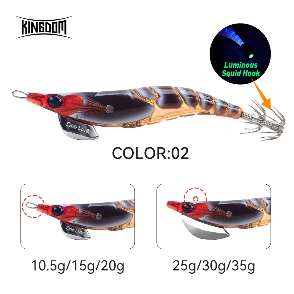 Kingdom Egi Squid Bait Artificial Jigging Lures Slow Sinking Squid Hooks Sea Fishing Octopus Cuttlefish Luminous Tackle Lure