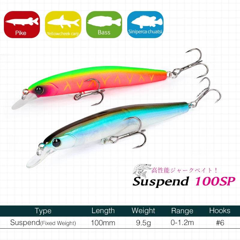 TSURINOYA 100SP Suspending Minnow – Precision Jerkbait - Fish & Cheaps | Fishing & Outdoor Gear