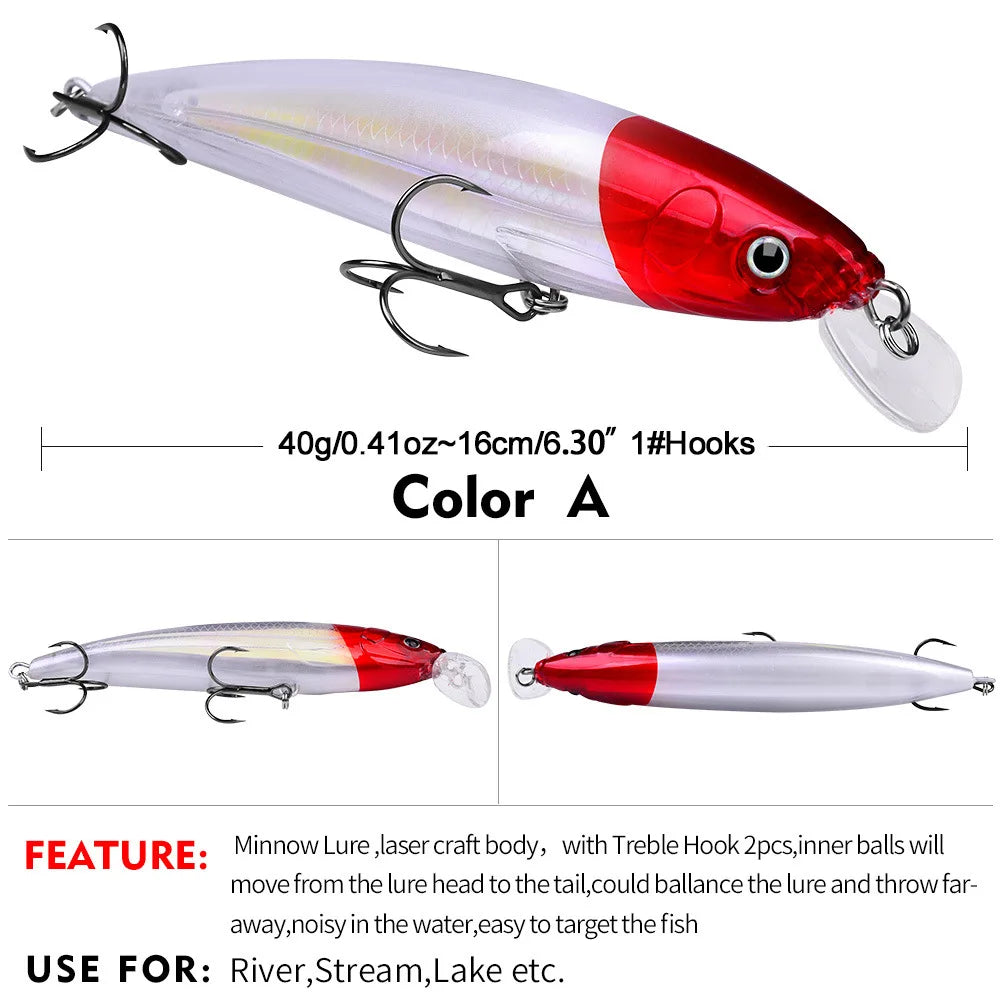 Minnow Fishing Lure 160mm 40g Floating Hard Bait Wobbler Jig Bait Crankbait Carp Striped Bass Pesca Fishing Tackle SwimBait