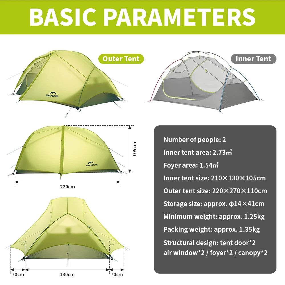 Naturehike Star River EXT 2P Ultralight Hiking Tent - Fish & Cheaps | Fishing & Outdoor Gear