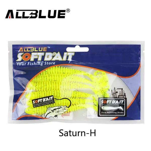 ALLBLUE Saturn 105mm 9g Soft Lure Single Tail Worm Grub 6pcs/lot Silicone Artificial Plastics Bait Bass Swimbait  Pike Tackle