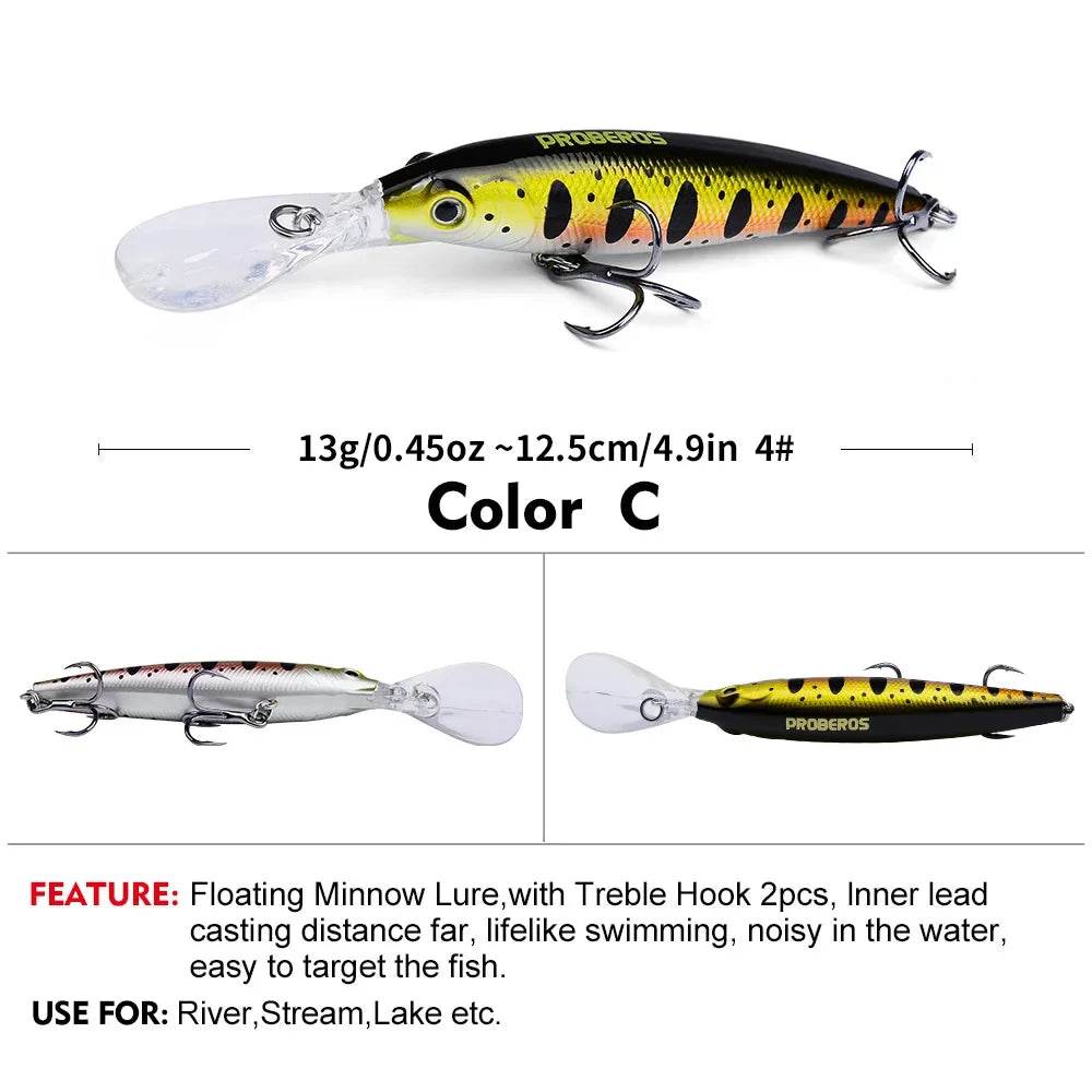 PROBEROS Topwater Minnow Bait – Realistic Floating Hard Lure - Fish & Cheaps | Fishing & Outdoor Gear