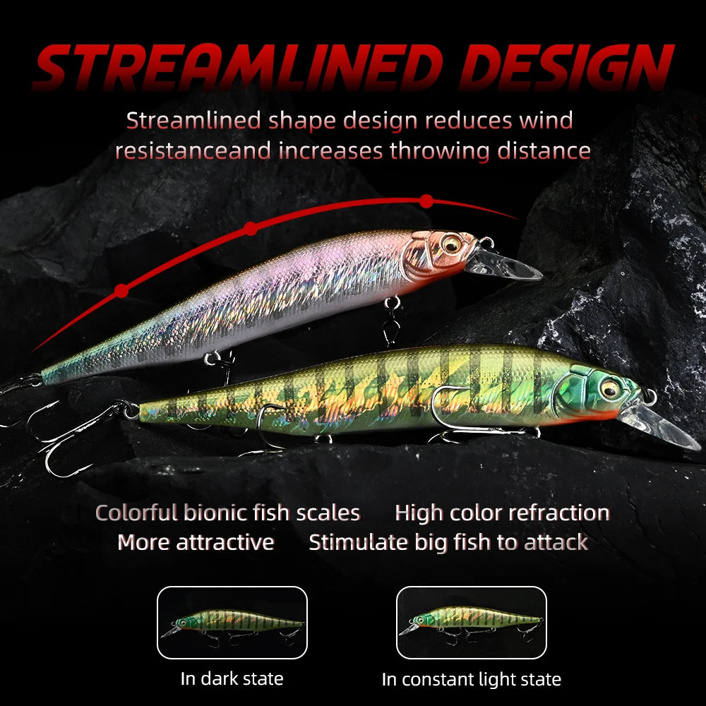 MEREDITH 115mm Slow Floating Jerkbaits Innovation Weight System for Pike Minnow Lures for Fishing Artificial Bait Fishing Bait