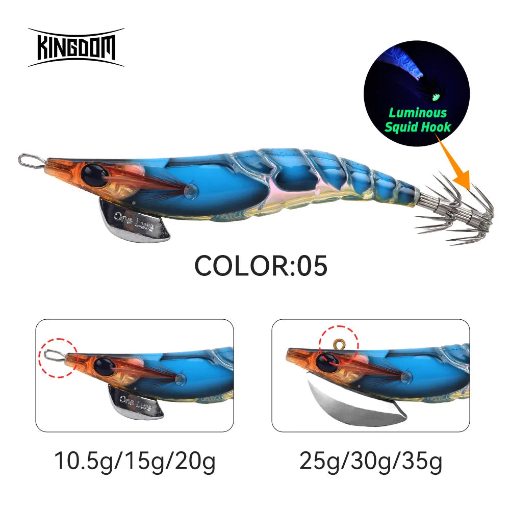 Kingdom Egi Squid Bait Artificial Jigging Lures Slow Sinking Squid Hooks Sea Fishing Octopus Cuttlefish Luminous Tackle Lure