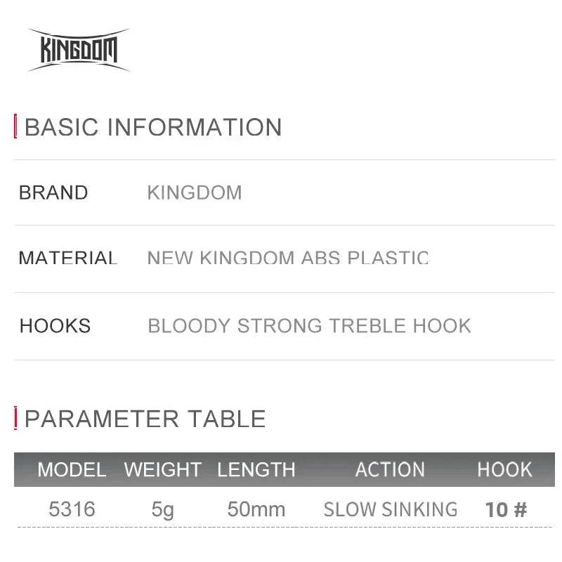 Kingdom Slow Sinking Minnow 5g 50mm - Fish & Cheaps | Fishing & Outdoor Gear