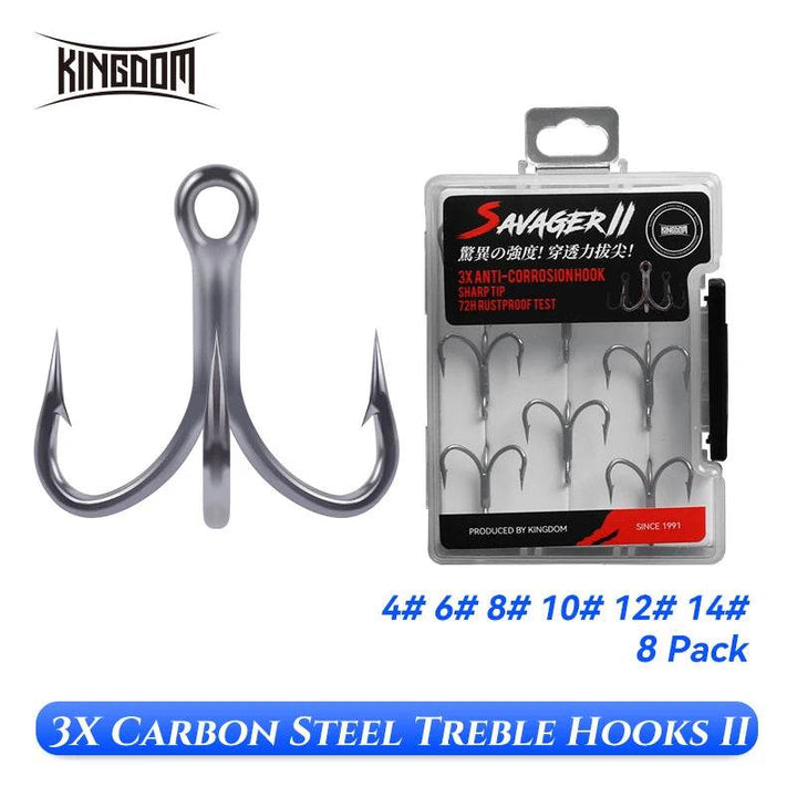 KINGDOM 3X Carbon Steel Treble Hooks - Fish & Cheaps | Fishing & Outdoor Gear