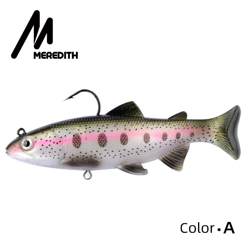MEREDITH Trout 12cm 15cm Head PVC Fishing Lures Swimming Artificial Baits T Tail Silicone Soft Lures Swimbait Wobblers