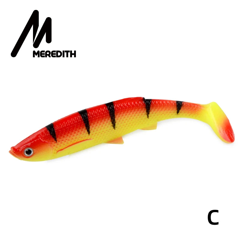MEREDITH 4.73" Bleak Paddle Tail 14.5g 4pcs 120mm Fishing Soft Lures 3D Eyes T Tail Artificial Bait Plastic Pike Fishing Lures