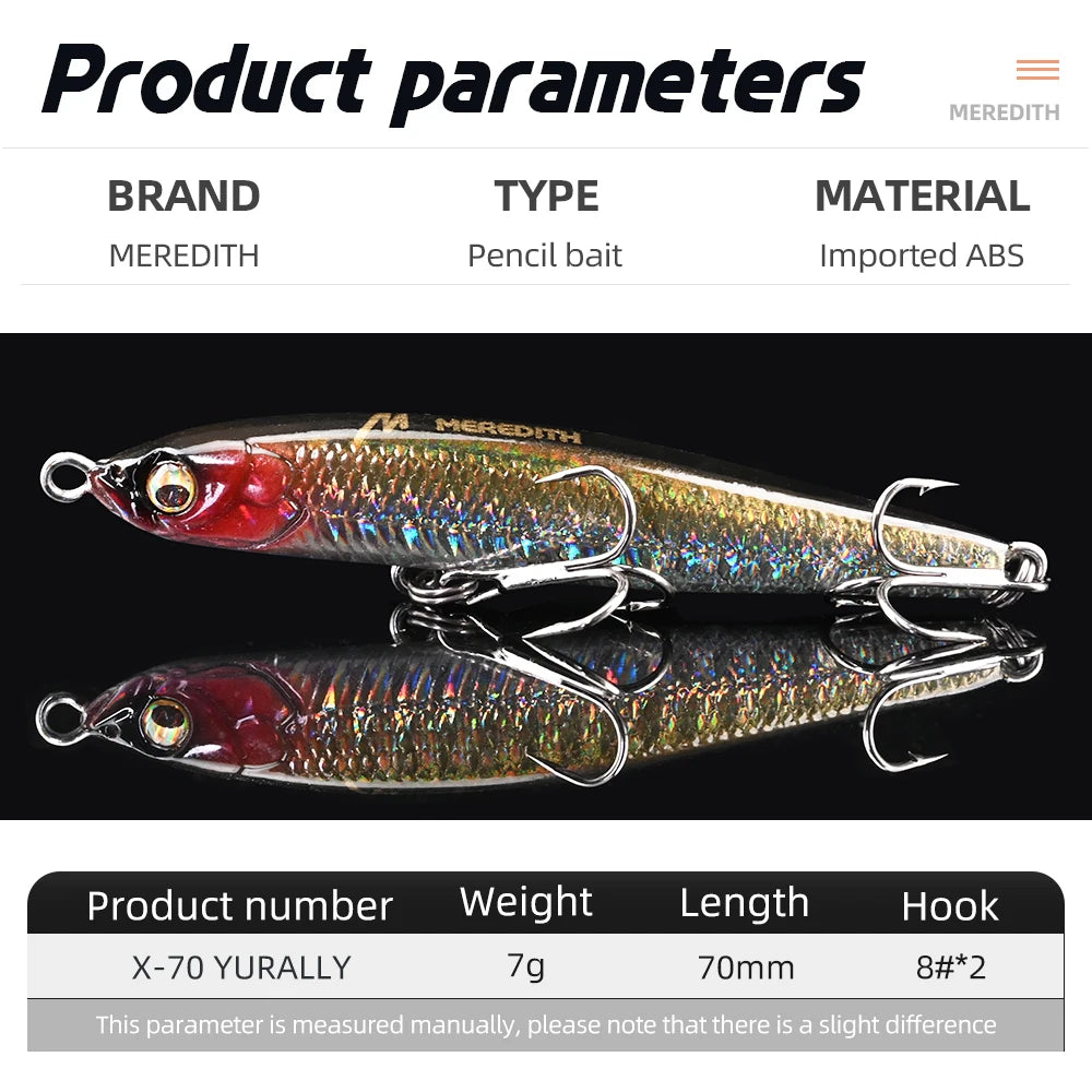 MEREDITH Fishing Lure Pencil Wobblers Hard Bait Sinking Fishing Wobbler  Artificial Lure Saltwater Lures For Pike Bass