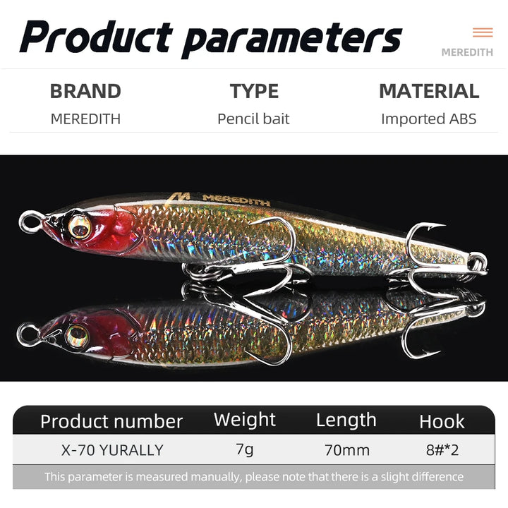 MEREDITH Fishing Lure Pencil Wobblers Hard Bait Sinking Fishing Wobbler  Artificial Lure Saltwater Lures For Pike Bass