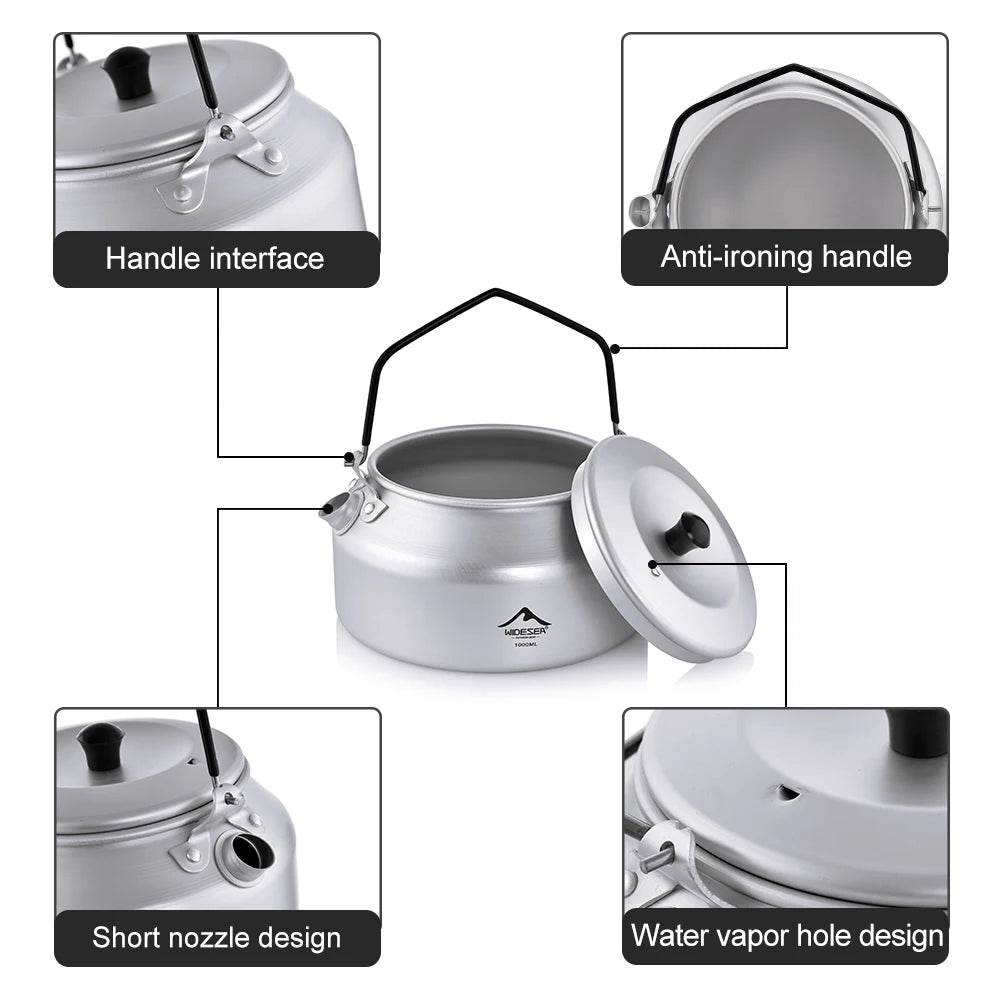 Widesea 1L Pure Aluminium Camping Kettle - Fish & Cheaps | Fishing & Outdoor Gear