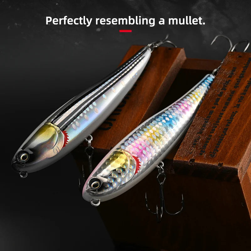 ALLBLUE BULLET MULLET 80mm/100mm Topwater Pencil Surface Walker Floating Fishing Lure Walk The Dog Saltwater Bass Hard Bait