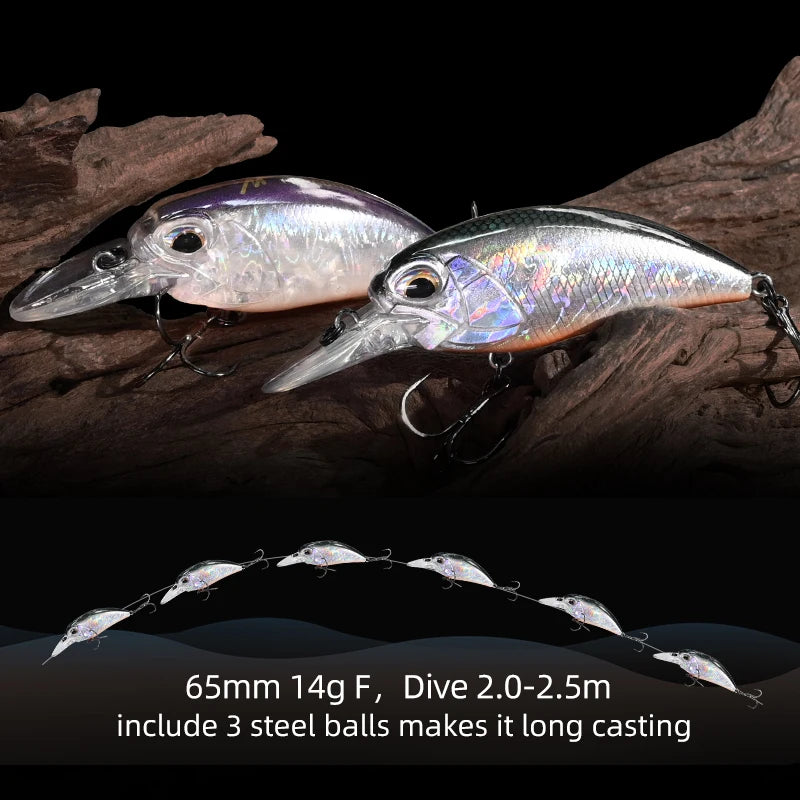 MEREDITH 6.5cm 14g JERK CRANK Wobblers Crank Fishing Lure Artificial Minnow Jerkbait Floating Hrad Lure For Trout Fishing Bait
