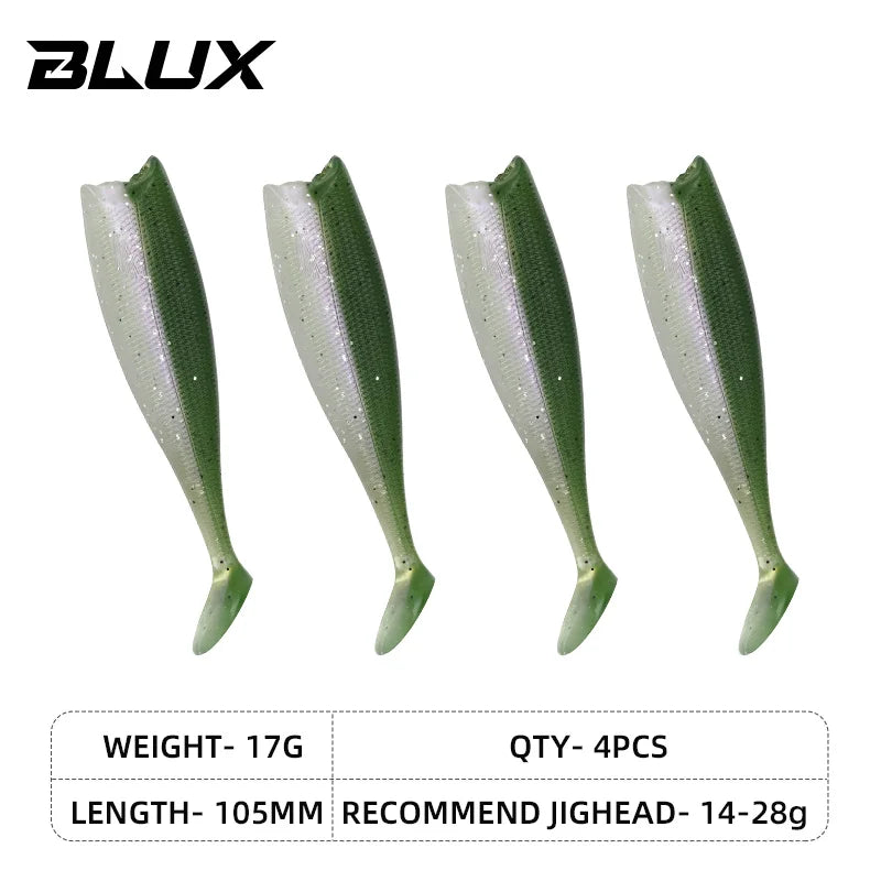 BLUX BLOD SHAD 80mm 105mm Soft Fishing Lure Jighead Black Tail Minnow Artificial Silicone Bait Saltwater Sea Bass Swimbait Gear