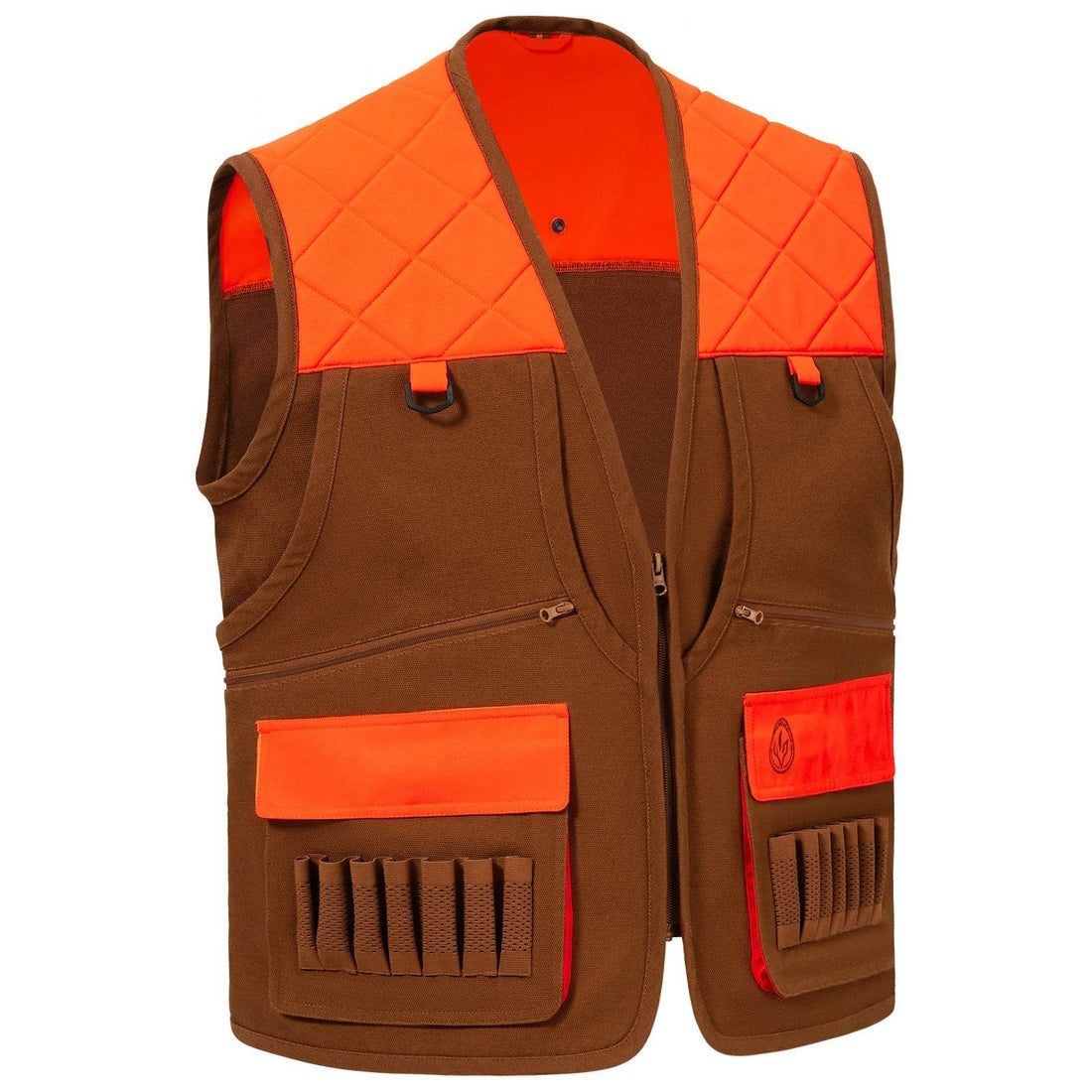 BASSDASH Blaze Orange & Brown Upland Hunting Vest - Fish & Cheaps | Fishing & Outdoor Gear
