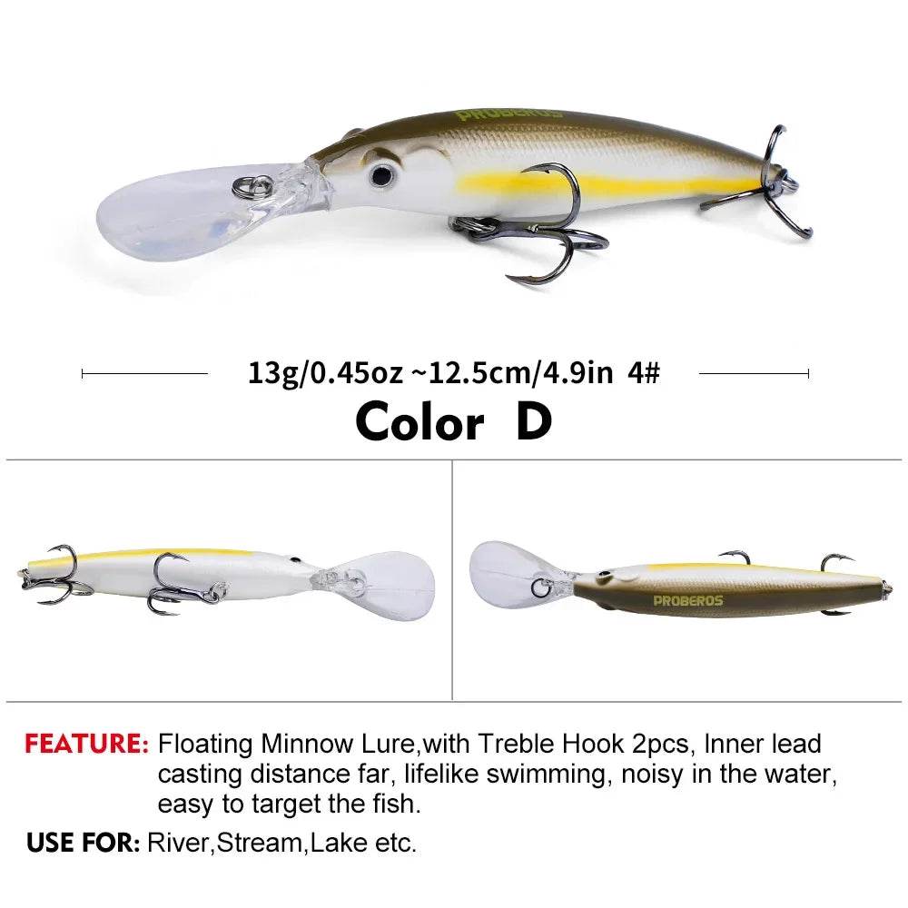 PROBEROS Topwater Minnow Bait – Realistic Floating Hard Lure - Fish & Cheaps | Fishing & Outdoor Gear